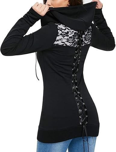 lace up hooded sweatshirt