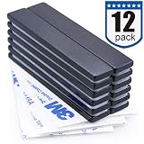 Waterproof Neodymium Bar Magnets with Epoxy Coating, Powerful Permanent Rare Earth Magnets, with Double-Sided Adhesive - 60 x 10 x 3mm, Pack of 12