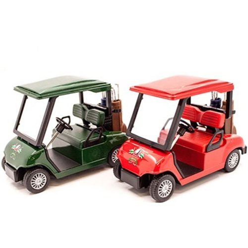 Kinsmart - Golf Cart (4.5", Asstd) 2 Assorted Colors Dark Green and Red