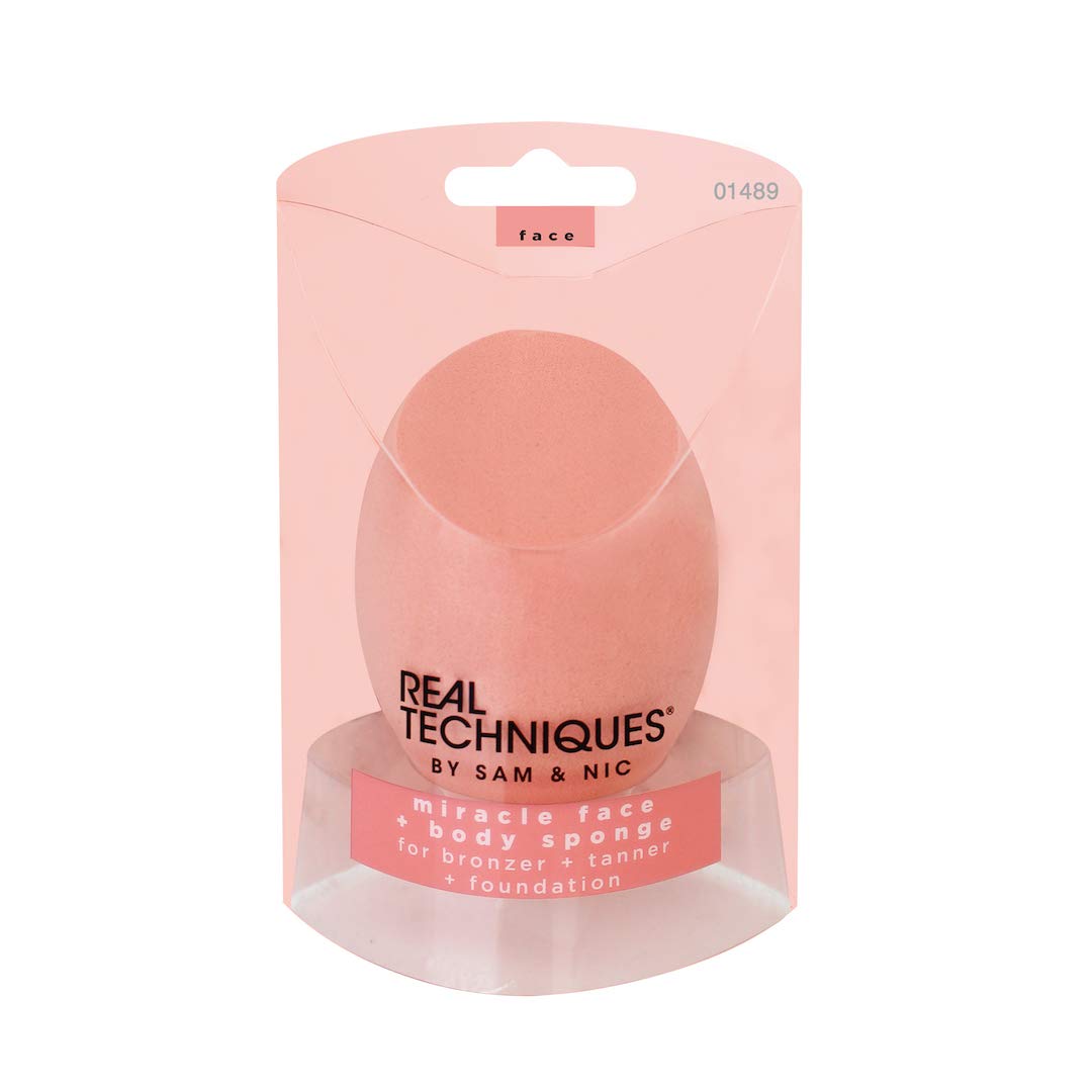 Real Techniques Cruelty Free Miracle Body Complexion Sponge, Ideal for Highlighters, Bronzers, & Body Makeup, for Streak Free, Precise Makeup Application: Beauty