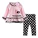 LittleSpring Baby Girls Outfits Cute Bird Embroidered Polka Dot Pants Set Size 18M