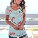 Sagton Women's Floral Print T-shirt Casual Soft Striped Short Sleeve Blouse Tops