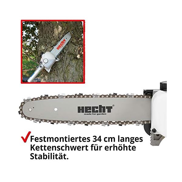 HECHT Benzin Hochentaster Teleskopsäge Motorsäge mit 26 ccm Hubraum, 34 cm Schwert und Teleskobstange bis zu 4,27 m… – Bild 8