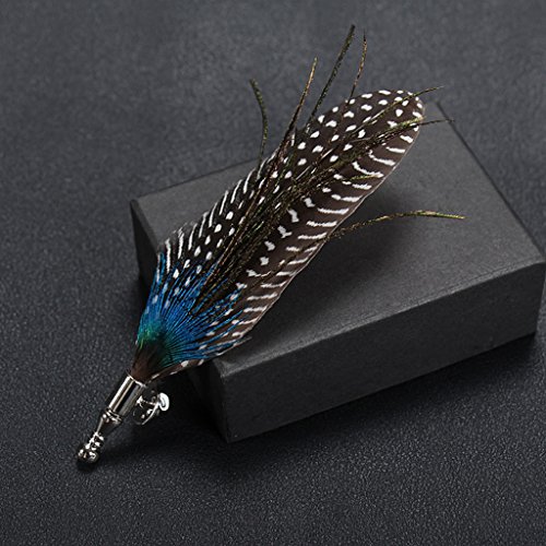 SunniMix Vintage Peacock Feather Brooch Lapel Pin Men Women Shirt Suit Wedding Accessory - Coffee - Thumbnail 4