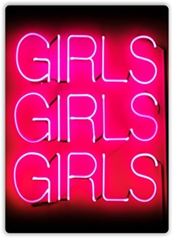 LOUIS Girls Girls Girls Neon Metal Wall Sign Plaque Art Inspirational - 8x12 inch