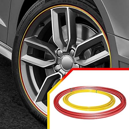 Amazon 車のホイールバンドをアップグレード カスタムカラーのピンストライプ保護リム縁縁縁石ラッシュガード イエロー Wbdpuyelred カータイヤ ホイール 車 バイク