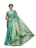 Shonaya Women's Woven Cotton Silk Turquoise Designer Saree With Unstitched Blouse Piece