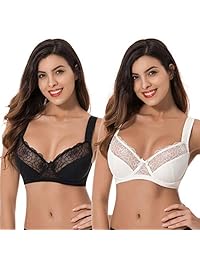 Sujetador con aros para dama, tamaño grande, con bordado de encaje, 2 o 3 unidades