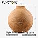 Essential Oil Diffuser 600ML, Large Aroma Cool Mist Humidifier for Aromatherapy- Ultra Quiet- Globe- Brown Wood Grain- Filter Free-Last Overnight by Aromacare