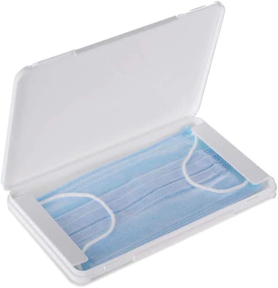 NLDM Mask Storage Box, Portable Refillable Disposable Masks Container Dustproof Dispenser with Dust Cover for Outdoor Masks Wet Wipes Gloves,White