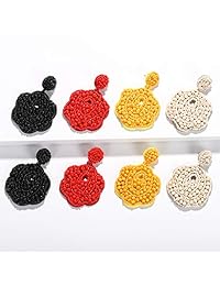 Statement Handmade Dainty Animal Earrings - Fashion Cute Flamingo Leaf Beaded Tassel Drop Earrings for Women Jewelry, Idea Gift for Mom, Sister and Friends