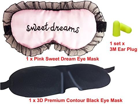 Buy 1 pcs of Sexy Sweet Dream Sleep Mask FREE 1 pcs of 3D Sleeping Aids Eye Pillow Travel Blindfold Plus 3M Ear Plug For Seduce Men, Women May Reduce Dark Circles Puffy Eyes (Pink)
