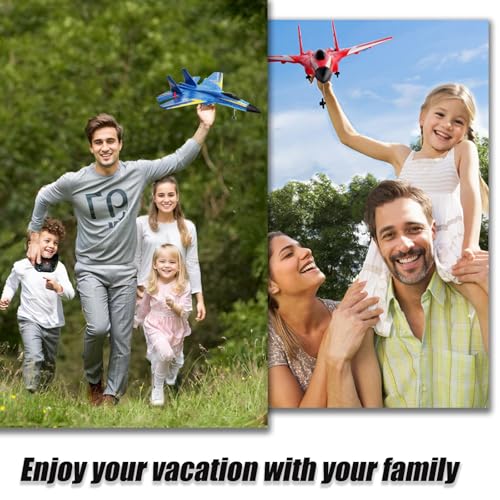 Uniiking® Remote Control Airplane for Kids, 2 Channels Foam Rc Planes Wireless Toy, Cool Light,Hobby Rc Glider Aircraft Gifts for Beginners Teen Boys Girls Adult (Blue+2PCS Battery)