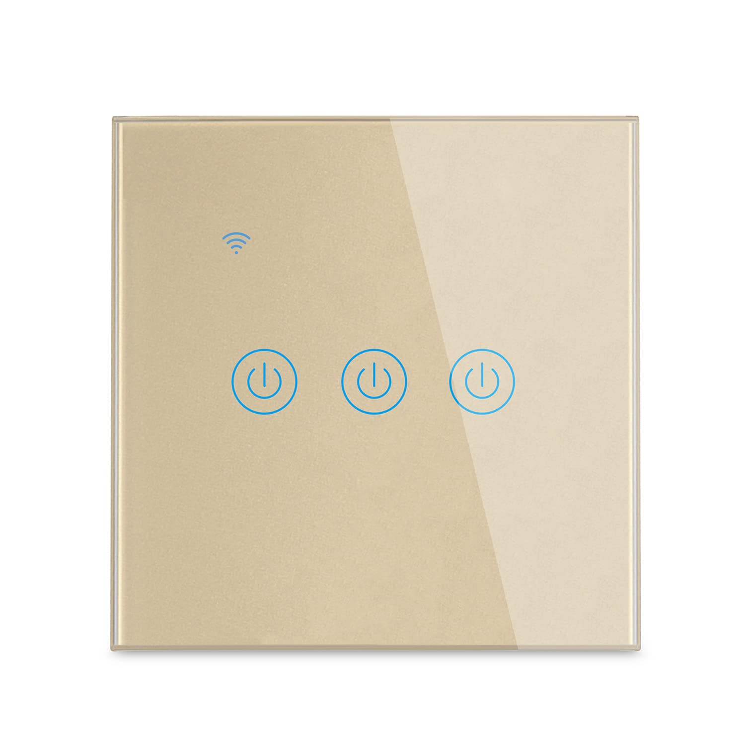 Lancoon Smart Wall Light Switch - APP & Voice Control, Timing Function, Tempered Glass Panel with LED Indicator, Wireless, Neutral Wire Required (Gold, 3 Gang)