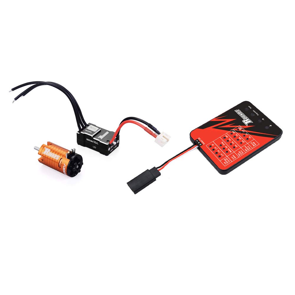 DollaTek Mini 1410 brushless motor 9500kv with 18A ESC combo and Programming card set use for 1:24 and1:26 rc car - Gold