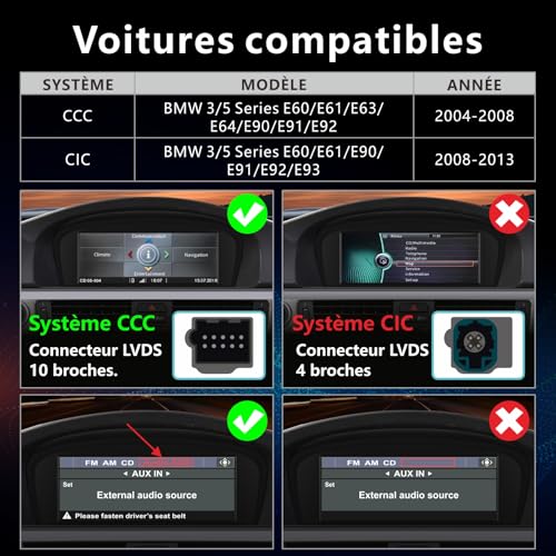 Car Radio for BMW E60 E90 Wireless Carplay Android Auto Screen Linux CCC System for E61/E63/E64/E91/E92/E93(2003-2008) IPS Touch Screen Auto Stereo