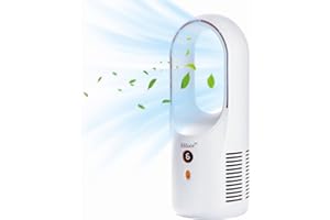 Hiluce Desk Fan Bladeless,Table Fan 6 Speeds Quiet Personal Mini Fan 13.8 inch Easy to Clean, for Office Dorm Bedroom Travel Camping,White
