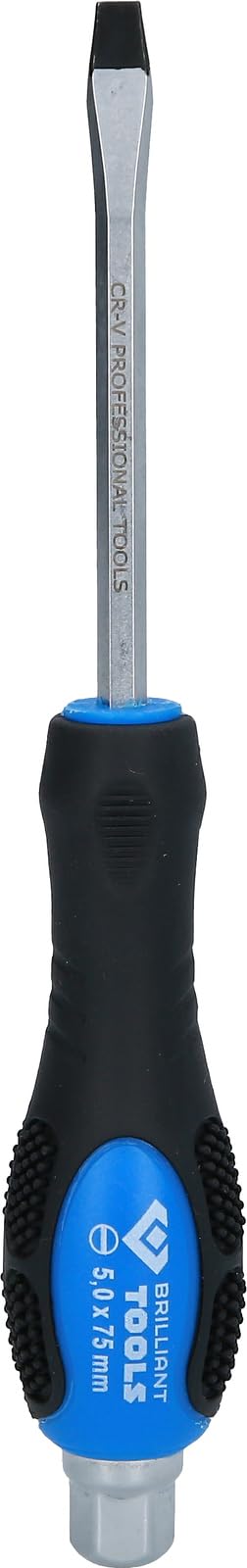 BRILLIANT TOOLS BT034802 Screwdriver Slotted with Impact Cap, 5.0 mm [Powered by KS Tools]