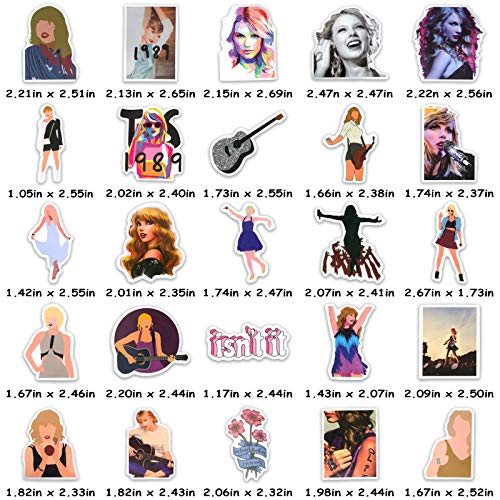 Taylor Swift Stickers Pack 50PCS, Vinyl Stickers for Hydro Flask Laptop Water Bottles Skateboard, Waterproof Sticker for Teens, Adults, Boys, Girls