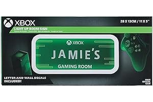Paladone Xbox Officially Licensed Light Up Gaming Room Sign, Customizable with Stickers, LED Hanging Decor for Wall or Door, Gift for PlayStation Gamers, Green Accent Light with Custom Name