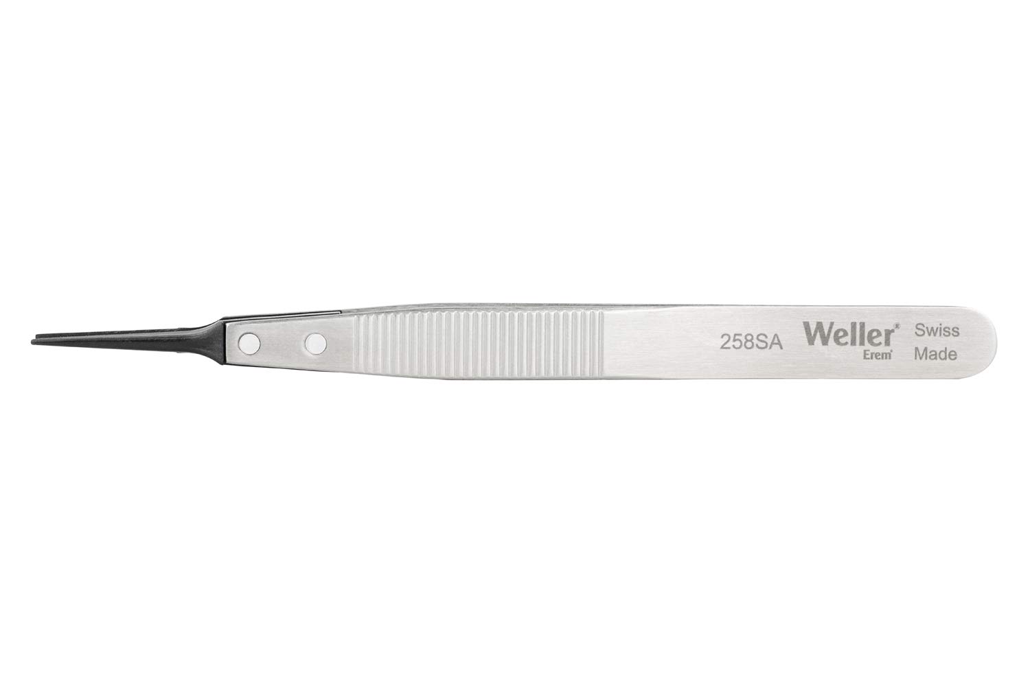 Weller Erem 258SA Precision Tweezers with Pointed Synthetic Tips and Serrated Finger Grips for Secure Handling, 120mm