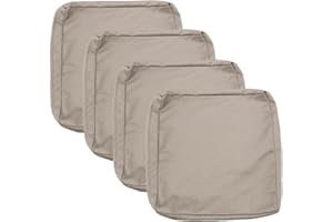 Sqodok Patio Cushion Covers 22x22 Waterproof Outdoor Cushion Covers Replacement 4Pack Patio Cushion Seat Slicovers with Ties for Sectional Sofa, Wicker Chair, Tan