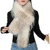 Fluffy Faux Fur Scarf for Women Winter Neck Warmer Long Soft Stole Shawl for Party Halloween Costume Dress Up Accessory