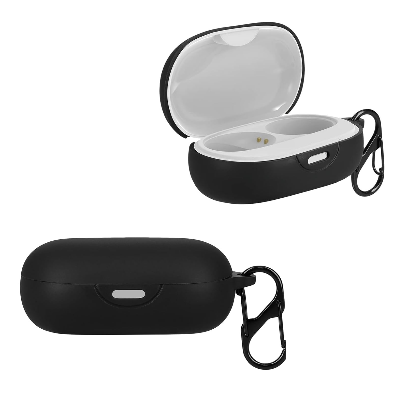 KZIOACSH Silicone Case for soundcore Sport X10, Ultra Slim Anti-Scratch Anti-Lost Protective Earbuds Case Lightweight Washable Sumdge-Proof Earphone Skin Cover with Carabiner, Black