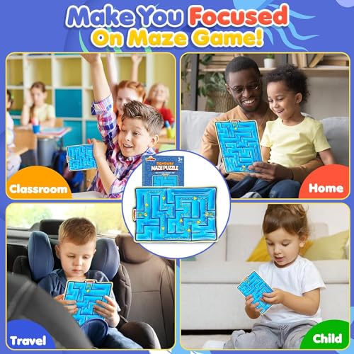 JoyJoyful Pack of 2 Labyrinth Game Sensory Toy, Gel-Filled Anti Stress Autism Toy for Children Teenagers, Fidget Squishy Toy Anxiety ADHD Toys, Soothing for Stress Anxiety (Red & Blue)