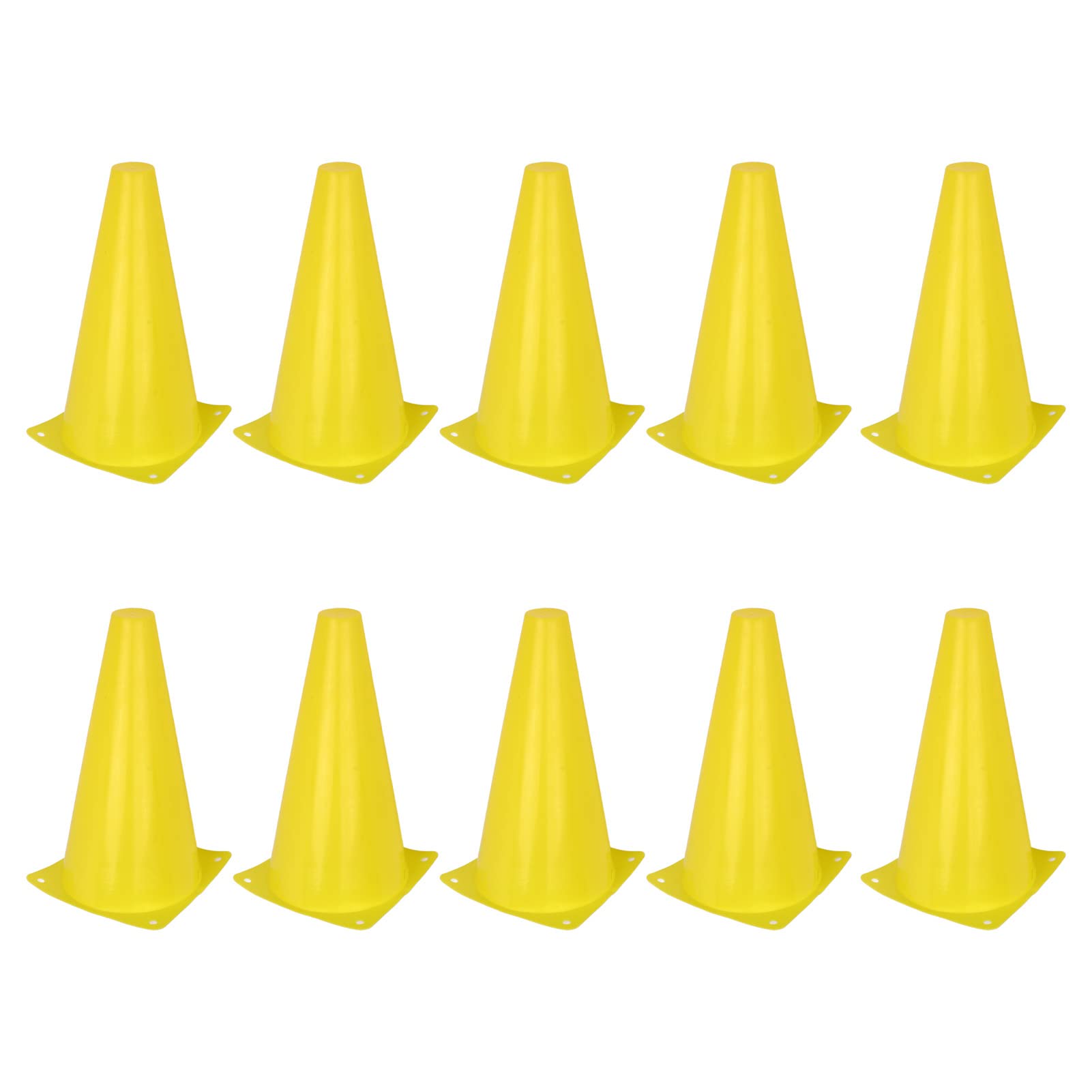 Alomejor 10Pcs Soccer Cones Set 23cm Sports Field Cone Markers Training Traffic Cones Barrier Yellow for Football Skateboards