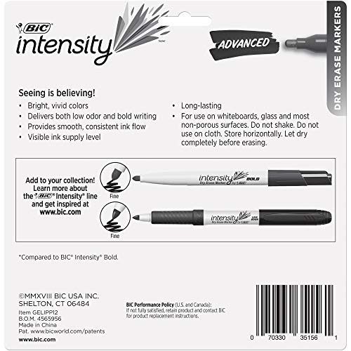 BIC Intensity Advanced Dry Erase Marker, Fine Bullet Tip, Assorted