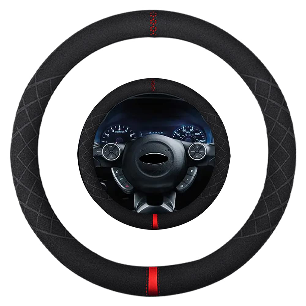 Photo 1 of K LAKEY Suede Steering Wheel Cover,Compatible with KIA Optima Soul Sportage Sorento Rondo Spectra Sedona Suede Sport Non-Slip Wheel Cover Car Interior Accessories 15 inch for Man and Women