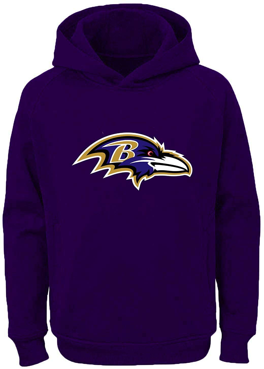 Outerstuff NFL Kids Youth 8-20 Team Color Alternate Polyester Performance Primary Logo Pullover Sweater Sweatshirt Hoodie - Baltimore Ravens Purple - Large 14-16 Image