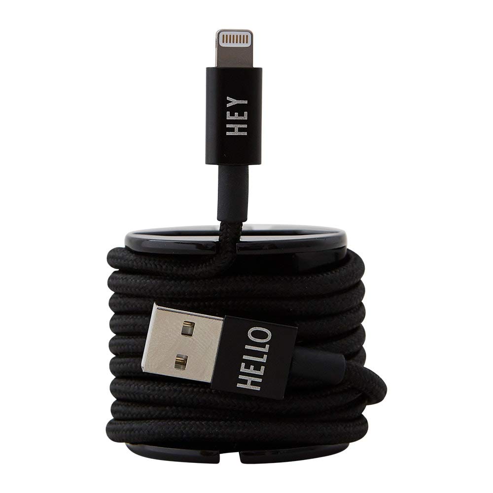 Design Letters MyCable, compatible for iPhone, 1 M. (Black) – CE Certified, RoHS and REACH Certified, Available in fashionable colors, Cable with USB 2.0, Nylon braided, your personal cable