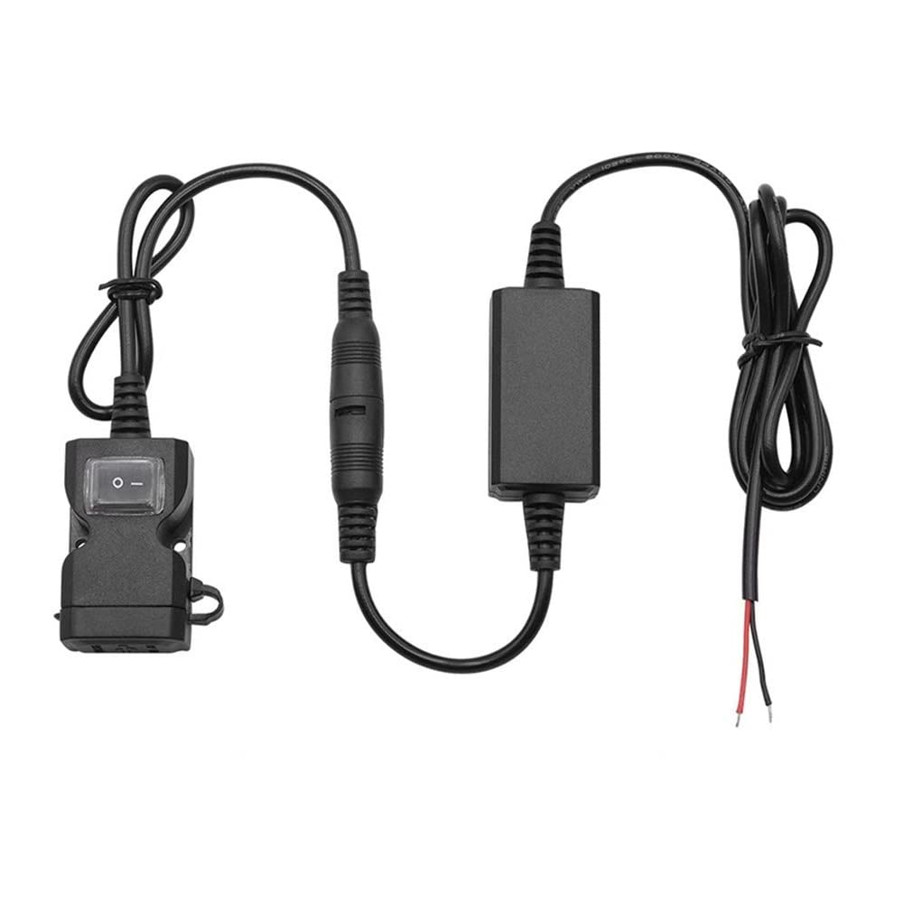 MASO Motorcycle USB Socket Waterproof, Motorbike Fast Charger Adapter Dual USB 3.1A for 9-90V Motorcycle Electrombile Black