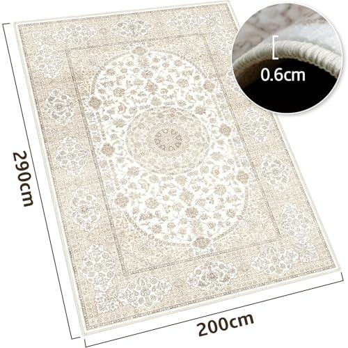 phonzenuo Large Rug 200x290cm, Low-Pile Indoor Printed Rugs, Home Decor Floor Carpet, Washable Vintage Area Rug，Persian Carpets Distressed Anti-slip Rug for Living Room