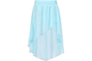 Aislor Kids Big Girls High Low Chiffon Dance Skirt for Lyrical Ballet Latin Jazz Stage Performance