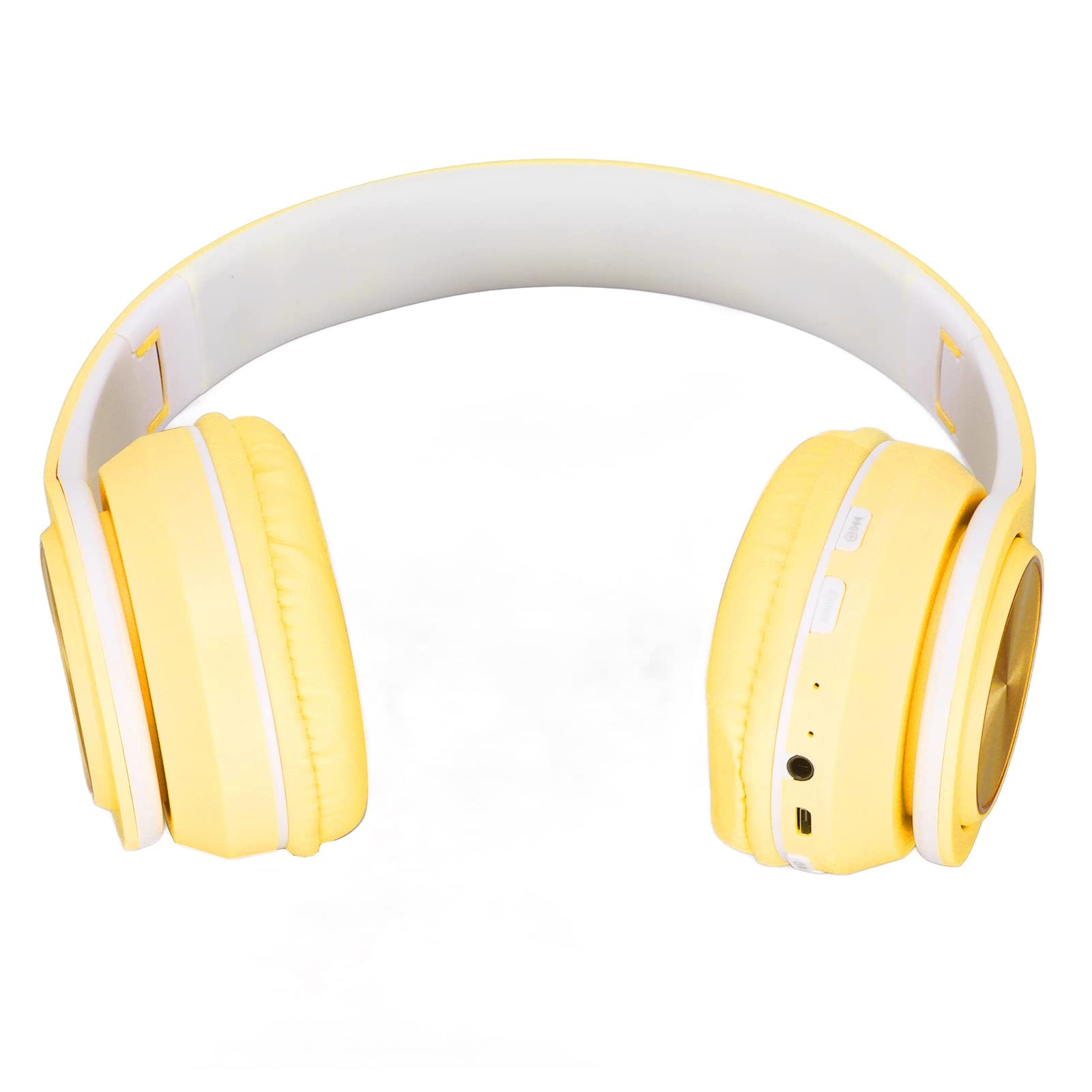 ciciglow Bluetooth Headset Over Ear, Wireless Headphone with Colorful Light, Foldable Noise Reduction Headphone, PU leather Comfortable Headphone, for Travel Work Game Phone Laptop(Yellow)