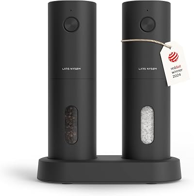 LARS NYSØM Electric Salt and Pepper Grinder Set USB Rechargeable Carbon Black