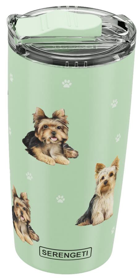 SERENGETI Yorkie 20 Oz. Stainless Steel, Vacuum Insulated Tumbler with Spill Proof Lid - 3D Print - Insulated Travel mug for Hot or Cold Drinks (Yorkie Tumbler)