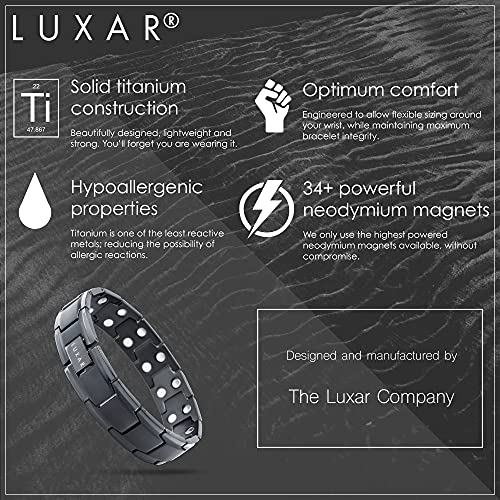 LUXAR Men's Titanium Magnetic Therapy Linked Bracelet for Pain