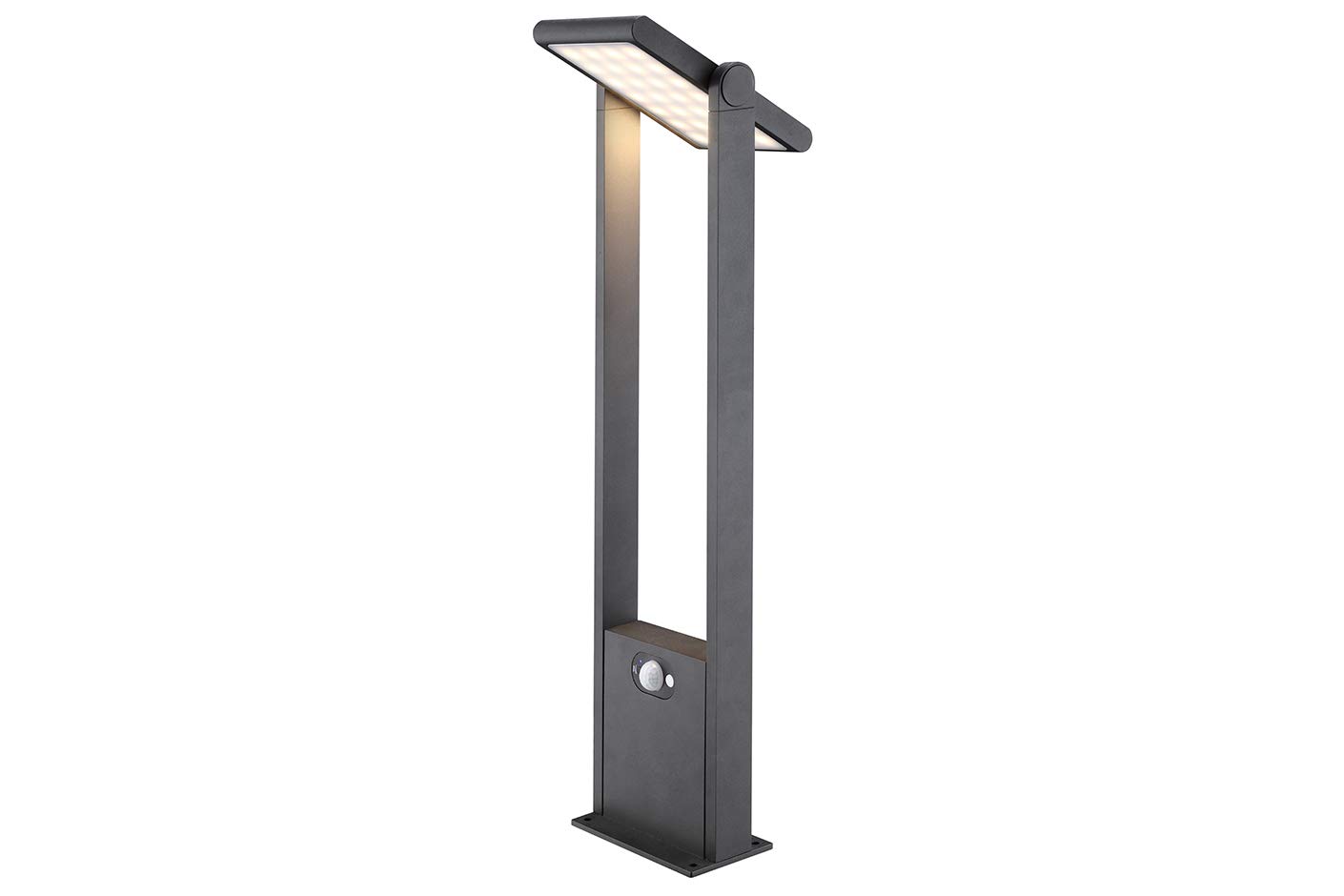 4lite Outdoor LED Adjustable Solar Bollard Light with PIR Sensor IP54 165lm Die-Cast Aluminium Graphite - Cool White
