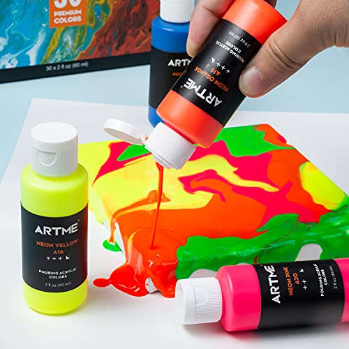 ARTME Acrylic Pouring Paint Set, 30 vivid colors(60ml/2 oz battles