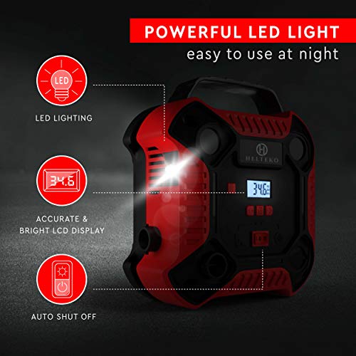 Helteko Air Compressor Tire Inflator DC 12V Tire Pump for Car Tires