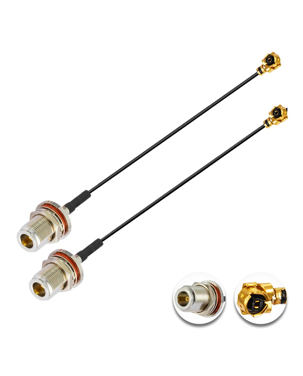 Vecys 2PCS U.F.L1 to N Type Female Low Loss Coaxial Cable 4" /10CM U.F.L1 1.13mm Mini-Coaxial Pigtail Cable for Wireless Routers Mini PCIE Network Cards PCI Wi-Fi WAN Repeater