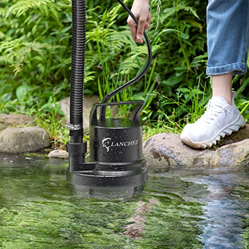 Lanchez Utility Pump 1/6 HP Submersible Sump Pump, 1037 GPH Flow Drain