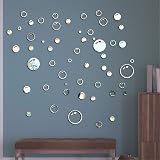 Xemz 58PCS Acrylic Bubble Mirror Wall Stickers Round Circle Plastic Tiles Home view 3
