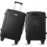 Fagoza 20 Inch Hardside Carry On Luggage with Spinner Wheels, Airline Approved 22x14x9 Carry-On Luggage with Front Pocket (Black)