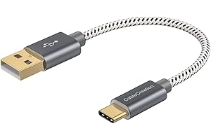 Short USB Type C Cable 0.5 Feet, CableCreation USB C to USB A Cable Braided Fast Charging Cable 3A 480Mbps for Power Bank, Ma