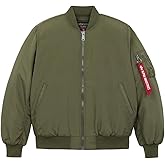 Alpha Industries MA-1 Oxford Flight Jacket Lightweight Oxford Nylon Bomber Utility Sleeve Pocket Ribbed Knit Cuffs Hem
